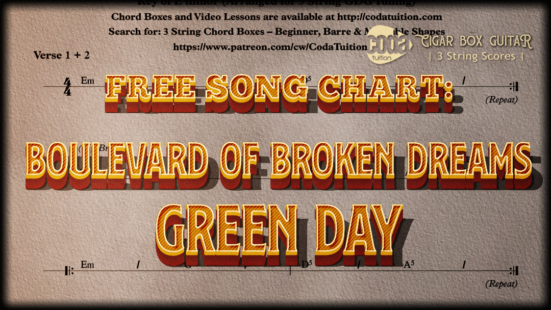 Free Song Chart – Boulevard of Broken Dreams